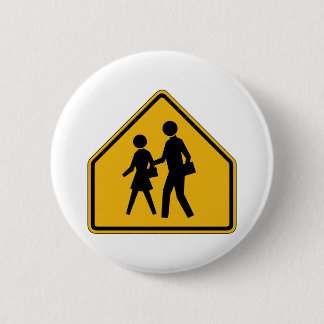 School Crossing Street Sign 2 Inch Round Button