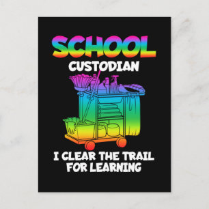School Custodian Colorful Janitor Caretaker Postcard