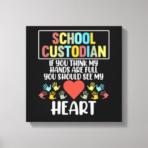School Custodian Heart Caretaker Janitor Appreciat Canvas Print