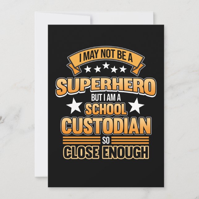 School Custodian Hero Caretaker Janitor Appreciati Thank You Card (Front)