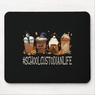 School Custodian Horror Fall Coffee Halloween Pump Mouse Pad