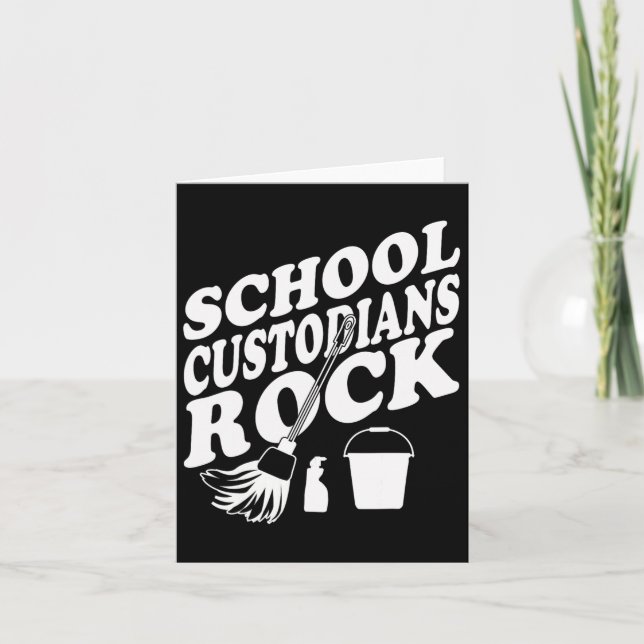 School Custodians Rock Back To School - Janitor Ap Card (Front)