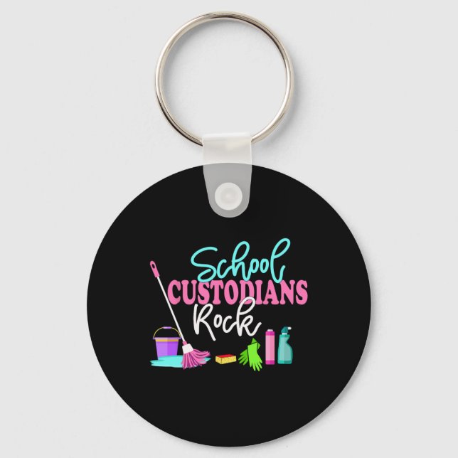 School Custodians Rock Back To School - Janitor Ap Keychain (Front)