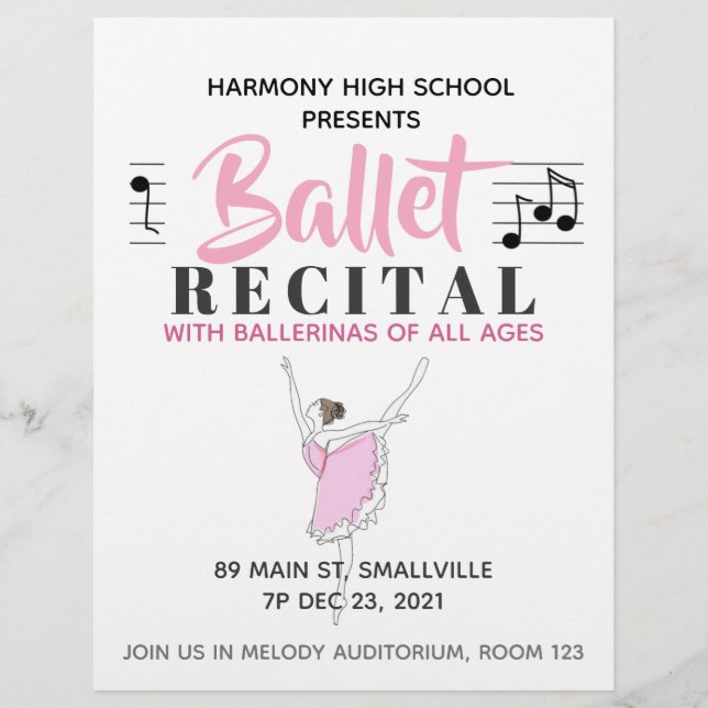 School Dance Ballet Recital Flyer and Program (Front)