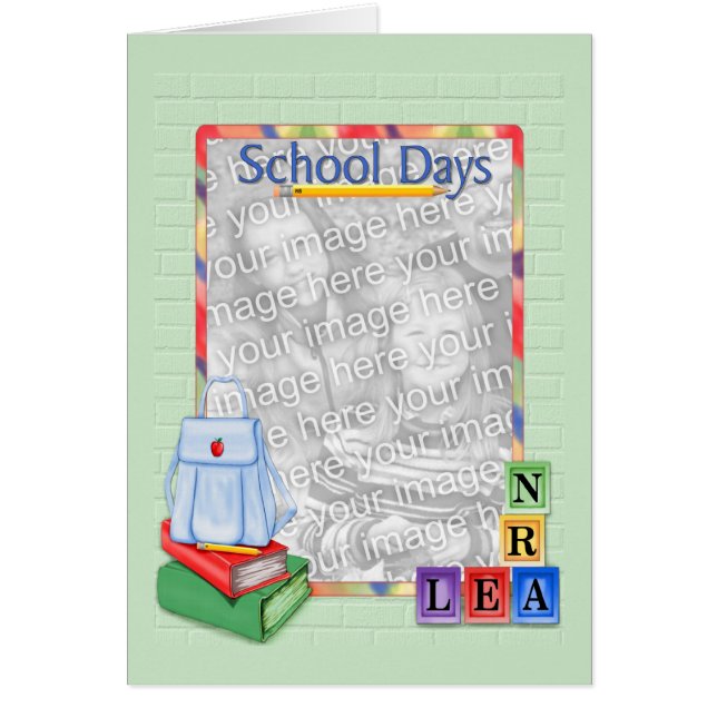 School Days Blocks - Photo Card (Front)