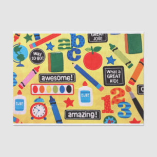 School Days Fabric Print Tissue Paper