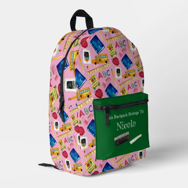 School Days Pattern Printed Backpack (Back Corner Left)