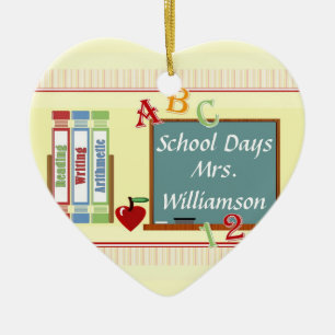 School Days Personalized Teacher Heart Ornament