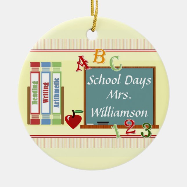 School Days Personalized Teacher Round Ornament (Front)