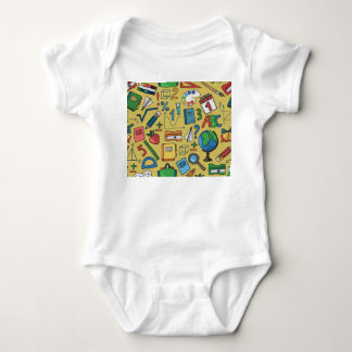 School Days: Vintage Supplies Pattern Baby Bodysuit