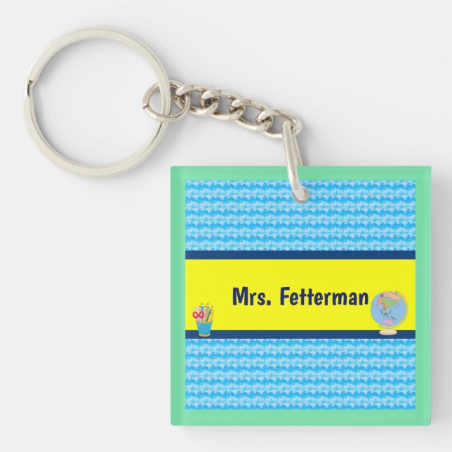 School Days with Teacher Name Keychain (Front)