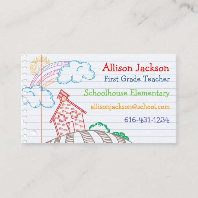 School Doodle Business Card (Front)