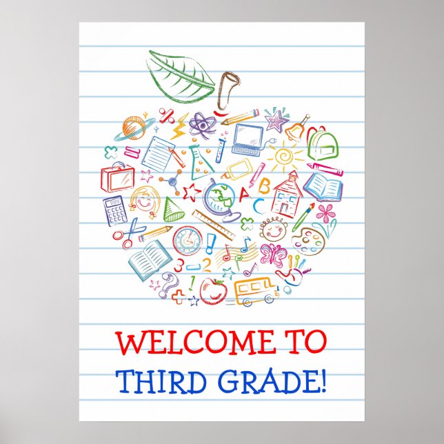 School Doodles Teachers Apple Poster (Front)