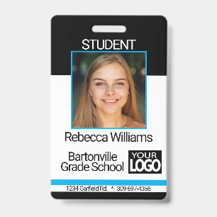 School / Employee Photo Badge - Black And Blue
