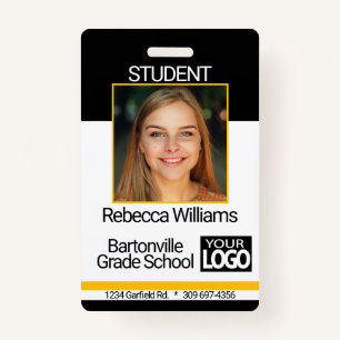 School / Employee Photo Badge - Black And Gold