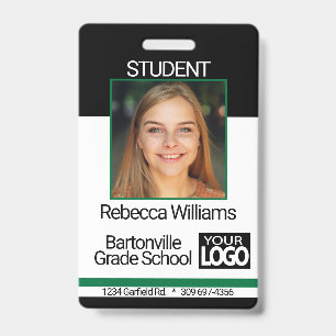 School / Employee Photo Badge - Black And Green