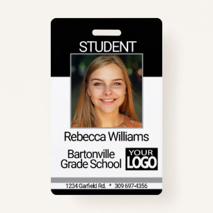 School / Employee Photo Badge - Black And Grey