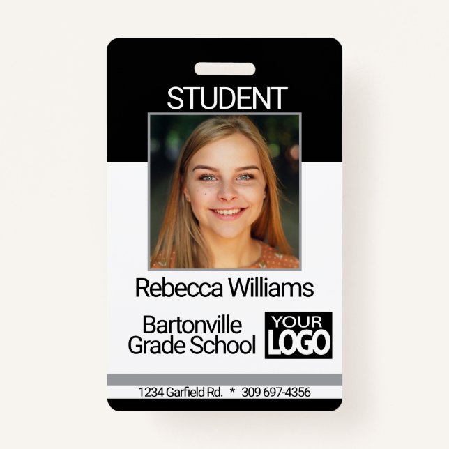 School / Employee Photo Badge - Black And Grey (Front)