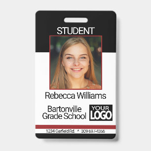 School / Employee Photo Badge - Black And Red
