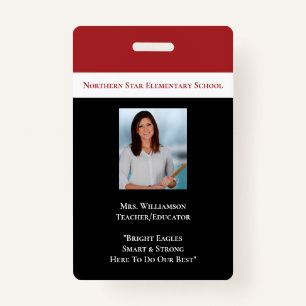 School Employee Staff Photo Id Teacher Badge