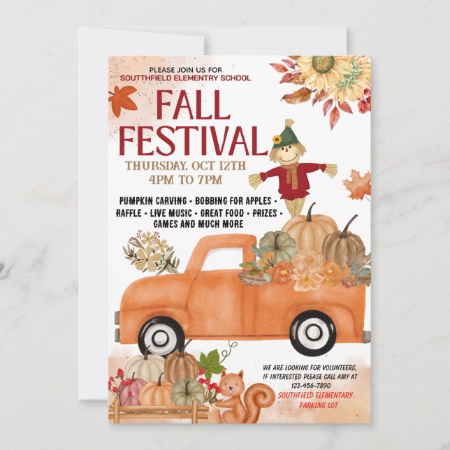 School Fall Festival invitation Card (Front)