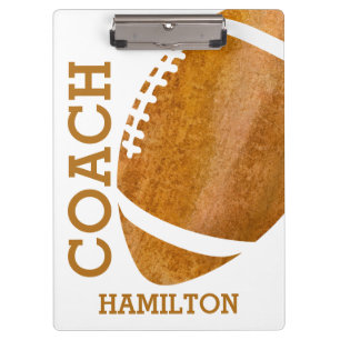 School Football Coach Personalized Retro Trendy Clipboard