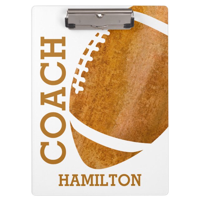 School Football Coach Personalized Retro Trendy Clipboard (Front)