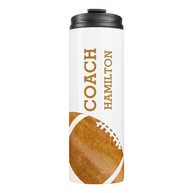 School Football Coach Personalized Trendy Vintage Thermal Tumbler (Front)