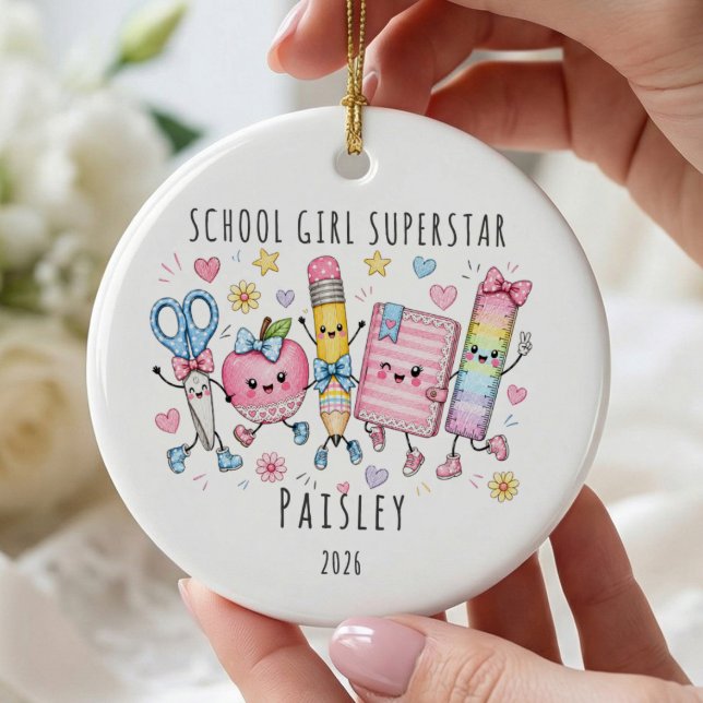 School Girl Superstar Personalized Ornament (Creator Uploaded)