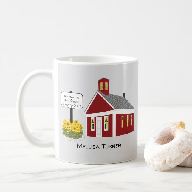 School Graduate One Room Schoolhouse Coffee Mug (With Donut)