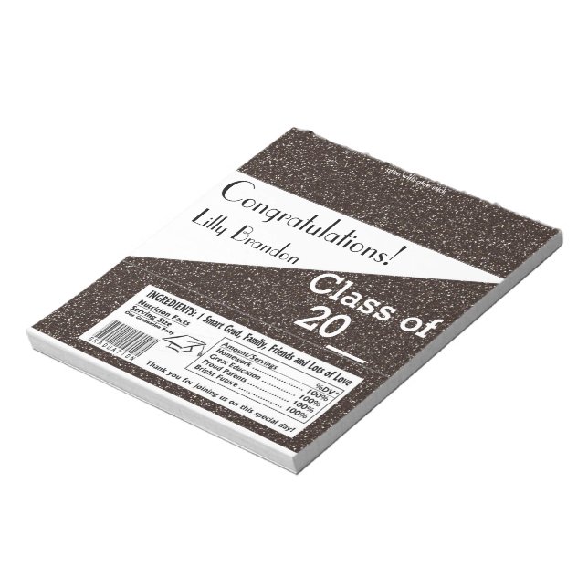 School Graduation Candy Bar Wrapper Party Favour Notepad (Rotated)