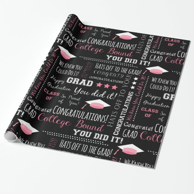 School Graduation Congratulations Wrapping Paper (Unrolled)
