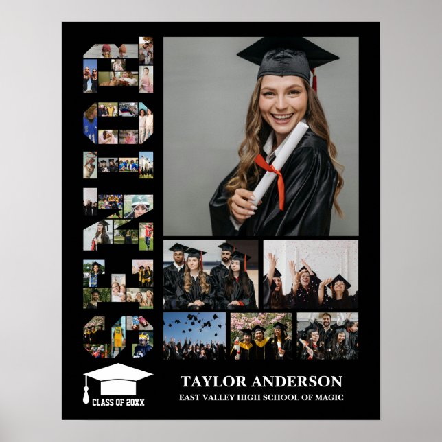 School Graduation Day Senior Word Photo Collage Poster (Front)