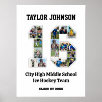 School Graduation Player Number 16 Photo Collage