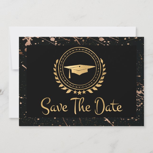 School Graduation Save The Date Gold Grad Cap (Front)