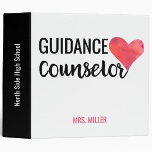 School Guidance Counsellor Personalized Red Heart Binder