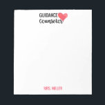 School Guidance Counsellor Personalized Red Heart Notepad<br><div class="desc">School Guidance Counsellor Personalized Red Heart Note Pad of Paper. A watercolor red heart with the words guidance counsellor at the top of this note pad. Personalize with your favourite guidance counsellor's name at the bottom in red font. Stylish,  modern gifts for school counsellors.</div>