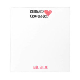 School Guidance Counsellor Personalized Red Heart Notepad