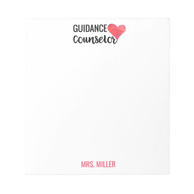 School Guidance Counsellor Personalized Red Heart Notepad (Front)
