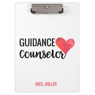 School Guidance Counsellor Personalized Typography Clipboard