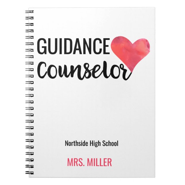 School Guidance Counsellor Personalized Watercolor Notebook (Front)