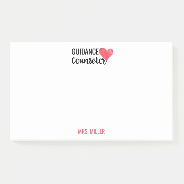 School Guidance Counsellor Personalized Watercolor Post-it Notes (Front)