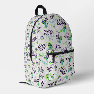 School Gym Ice White Funny Mushrooms Custom Name Printed Backpack