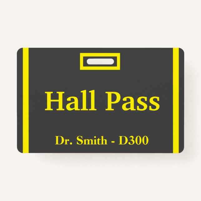 School Hall Pass Badge (Front)