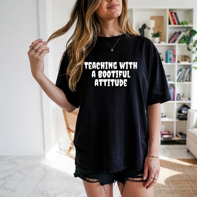  School halloween ironic teacher white typography T-Shirt (Creator Uploaded)