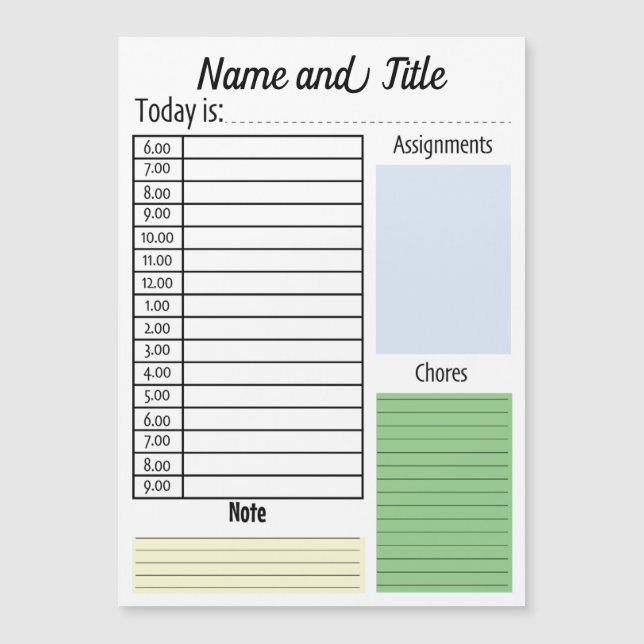 School, Home, Work Dailly colourful Planner  (Front)