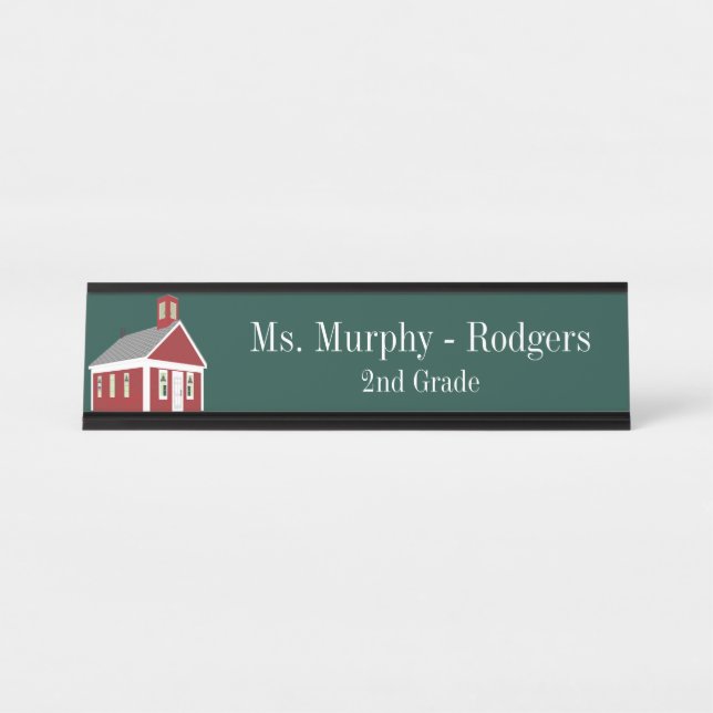 School House Green Teacher's Desk Hanging Wall Des Desk Name Plate (Front)