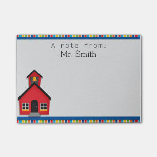 School House Personalized Teacher Post It Note Pad