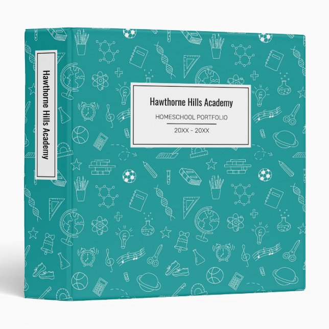 School Icons Homeschool Classroom Portfolio Binder (Front/Spine)