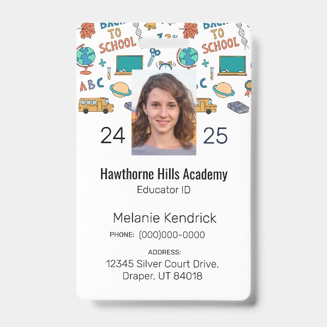 School Icons Homeschool Educator ID Badge (Front)